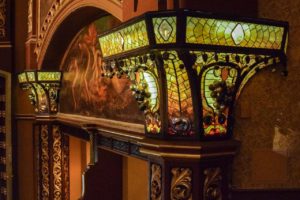 Lights from Belasco stage, photo Rick Bruner, New York Landmarks Connservancy